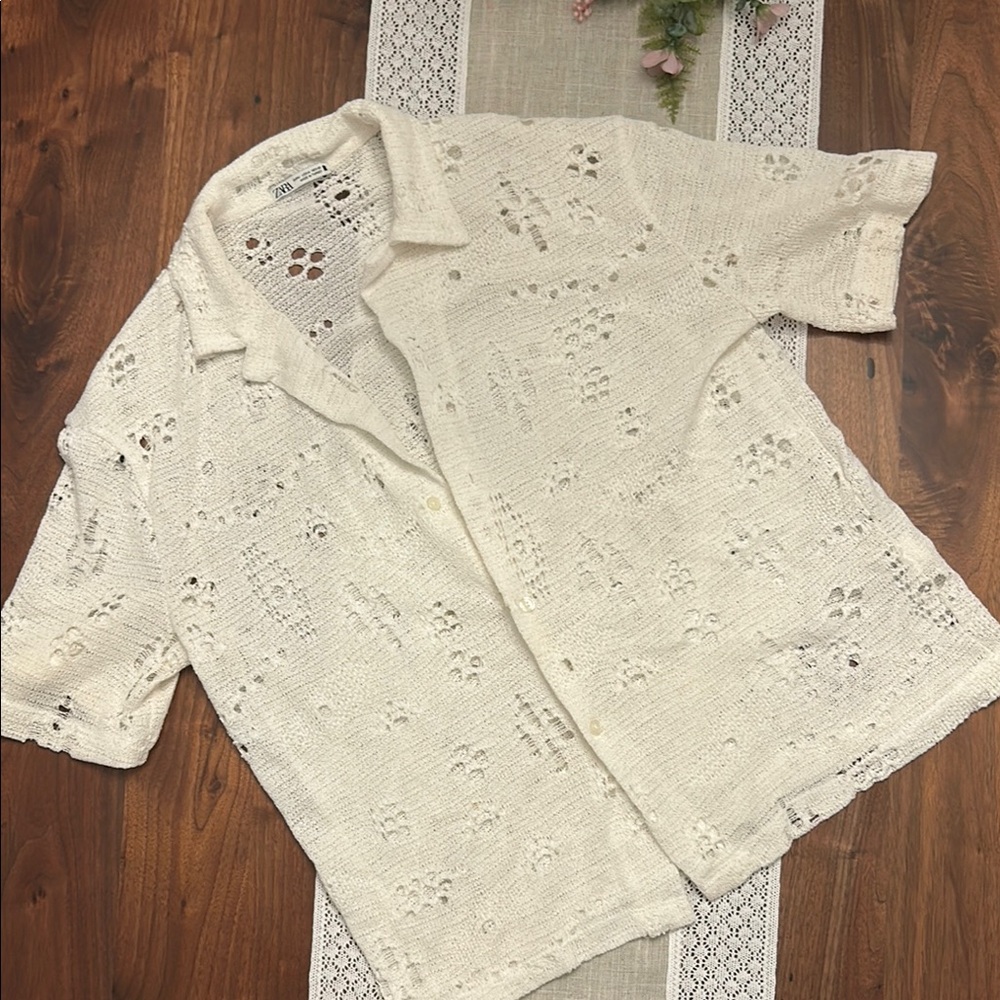 Elegant Cream Lace Women's Top